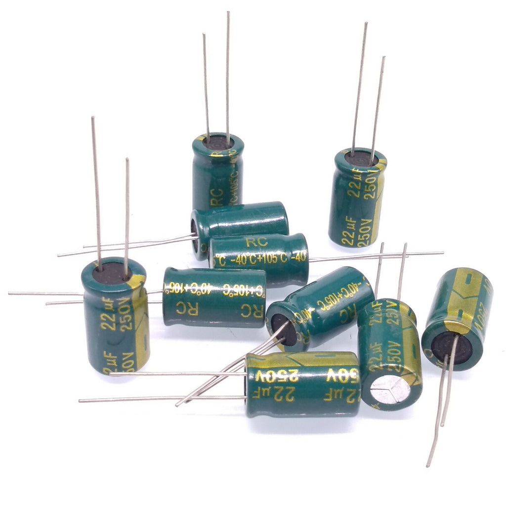 AU Stock  10pcs Electrolytic Capacitors 22uF 22mfd 250V +105℃ Radial 10 x 17mm