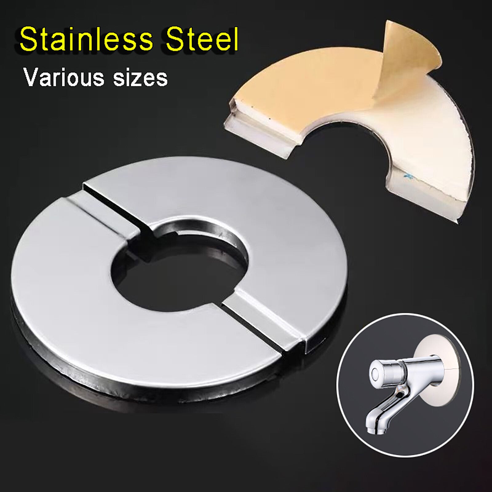 60mm Stainless steel cover rosette faucet tap cover panel can be divided