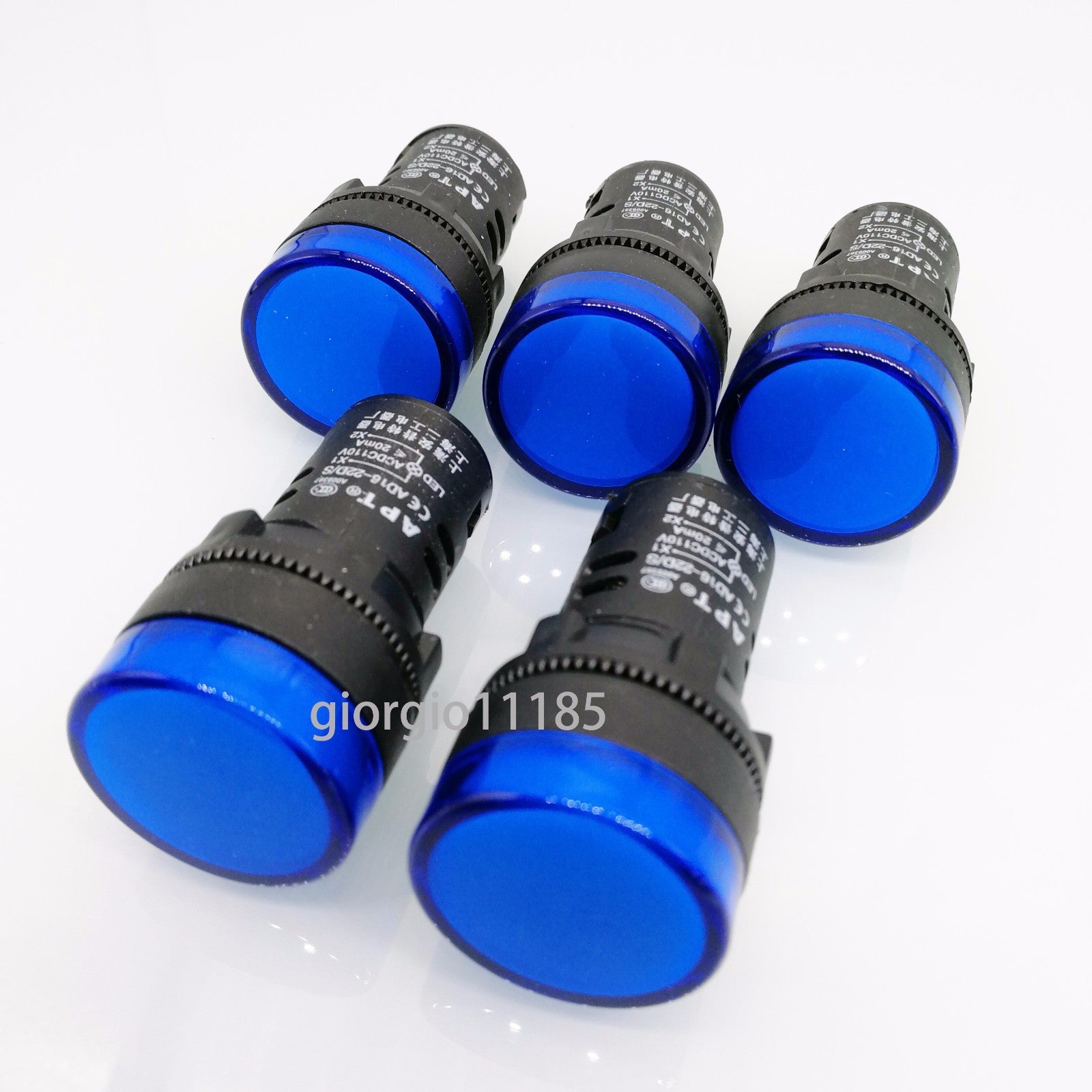 US Stock 5pcs Blue LED Power Indicator Signal Light AC DC 110V 22mm AD16-22DS