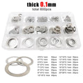 AU Stock 600pcs M3-M20 SS Thin Flat Washer Adjusting Shim Plain Gasket Kit 0.1mm