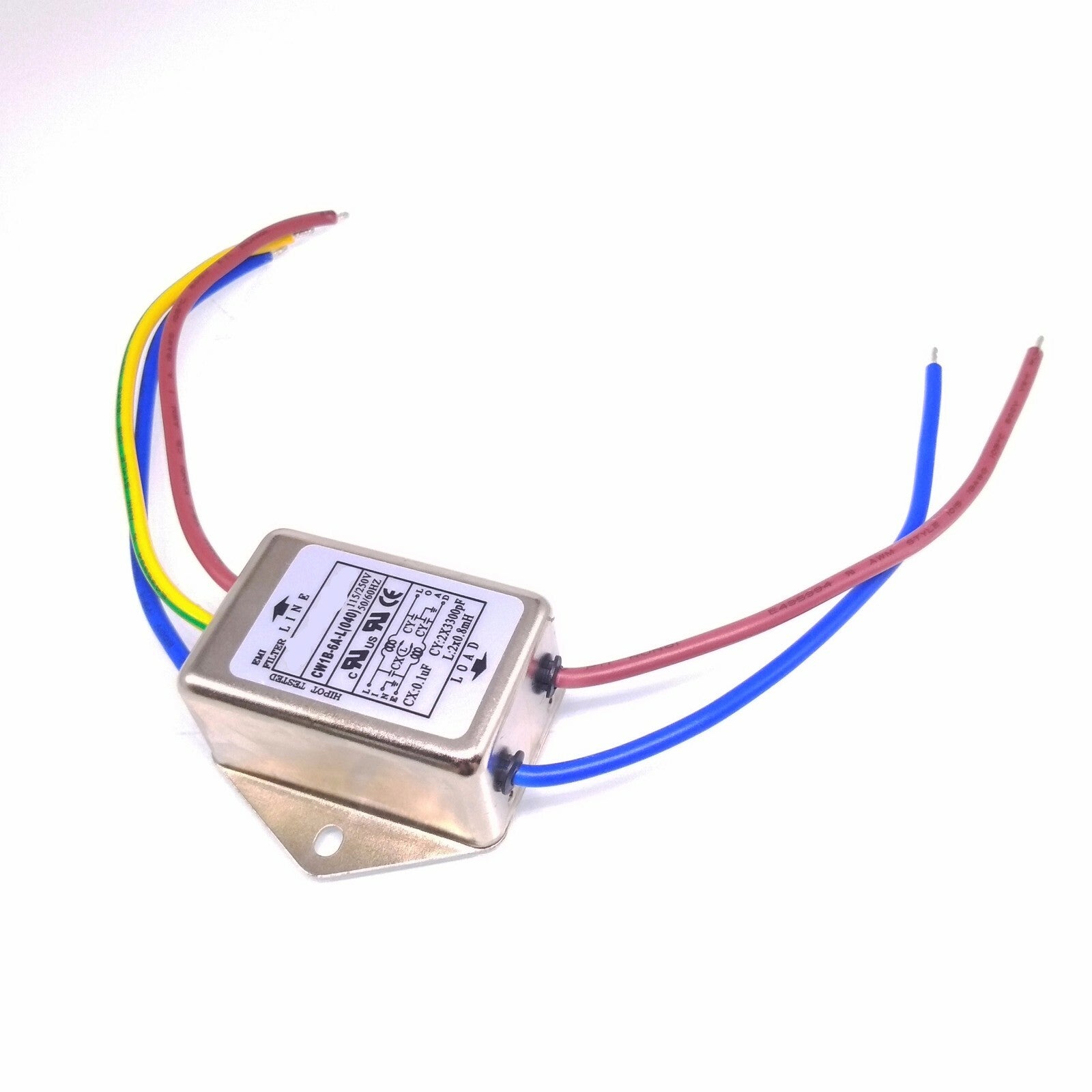 Lead Wire Power EMI Noise Filter 6A 115/220V 50/60Hz