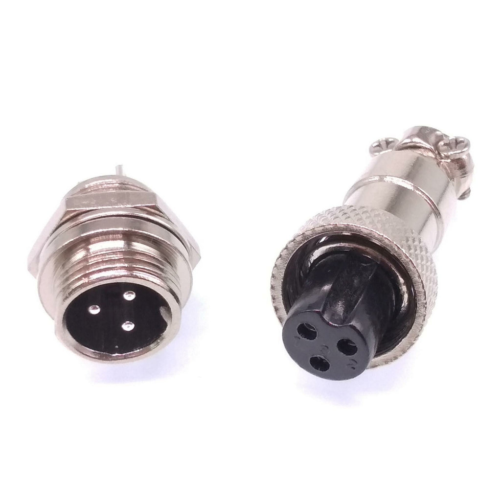 5Sets GX12 3Pin 12mm Panel Mounting Metal Aviation Connector Plug + Socket