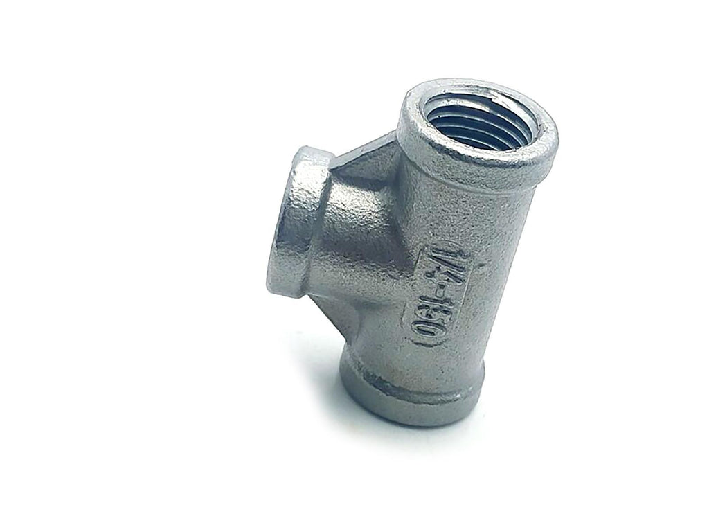 US Stock 2pcs 1/4" Tee T 3 way Female 304 SS Threaded Connector Pipe Fitting NPT