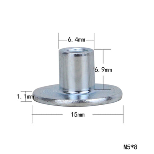 20pcs M5 x 8mm Cold Heading Steel Round Base Weld Nut Insert T Nut Furniture