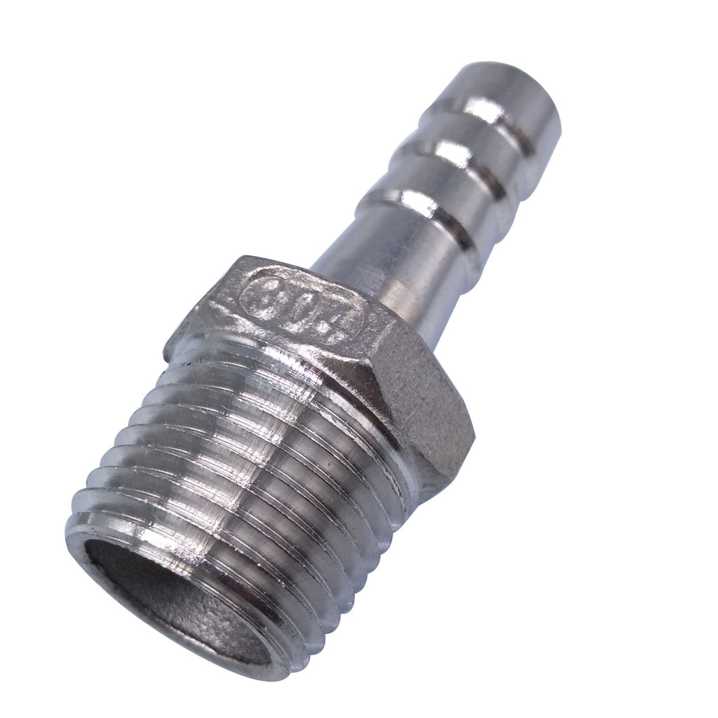 US Stock 2pcs 1/2" Male Thread Pipe Fitting 12mm Barb Hose Connector SS 304 NPT