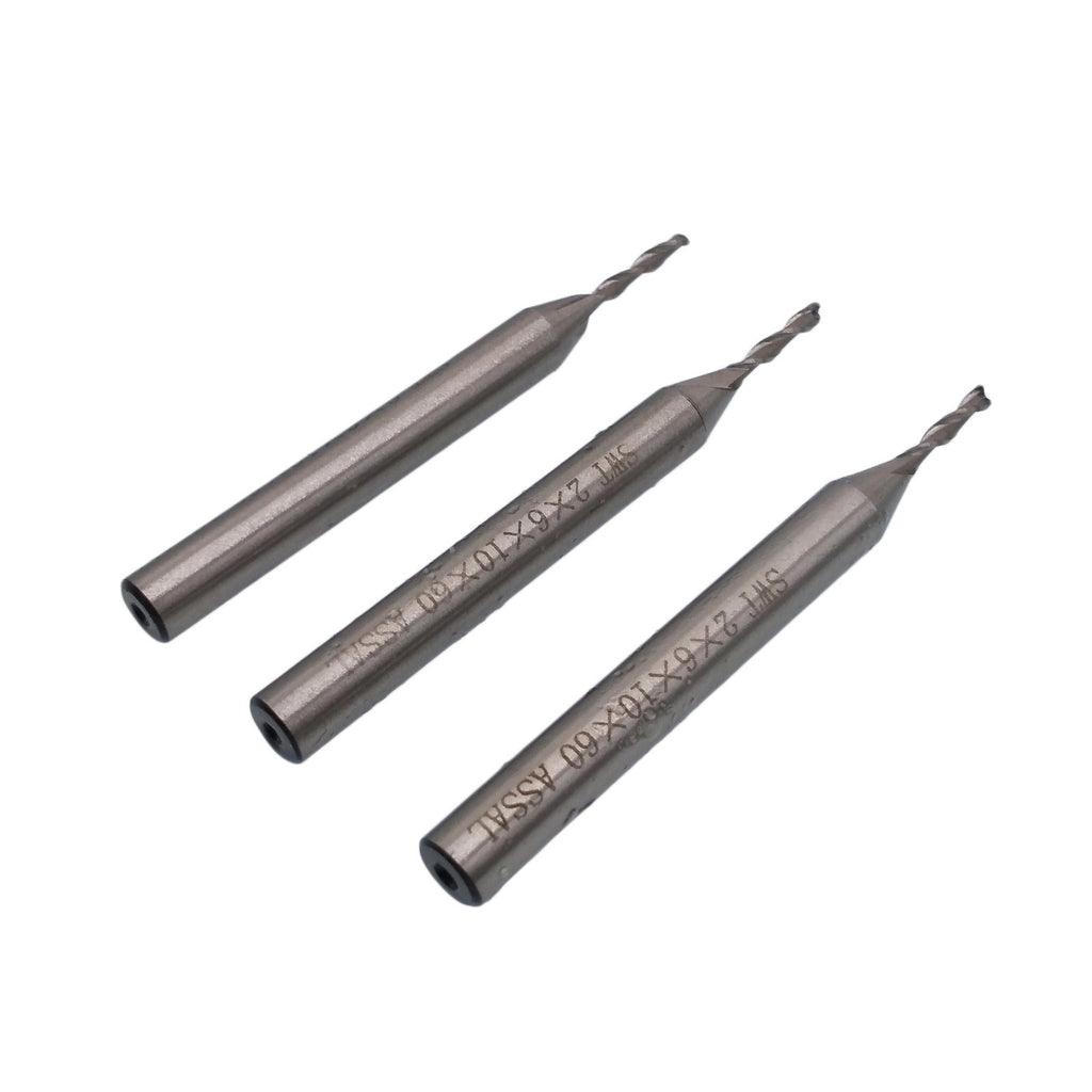 US Stock 3pcs 2mm Two 2 Flute HSS & Aluminium End Mill Cutter CNC Bit