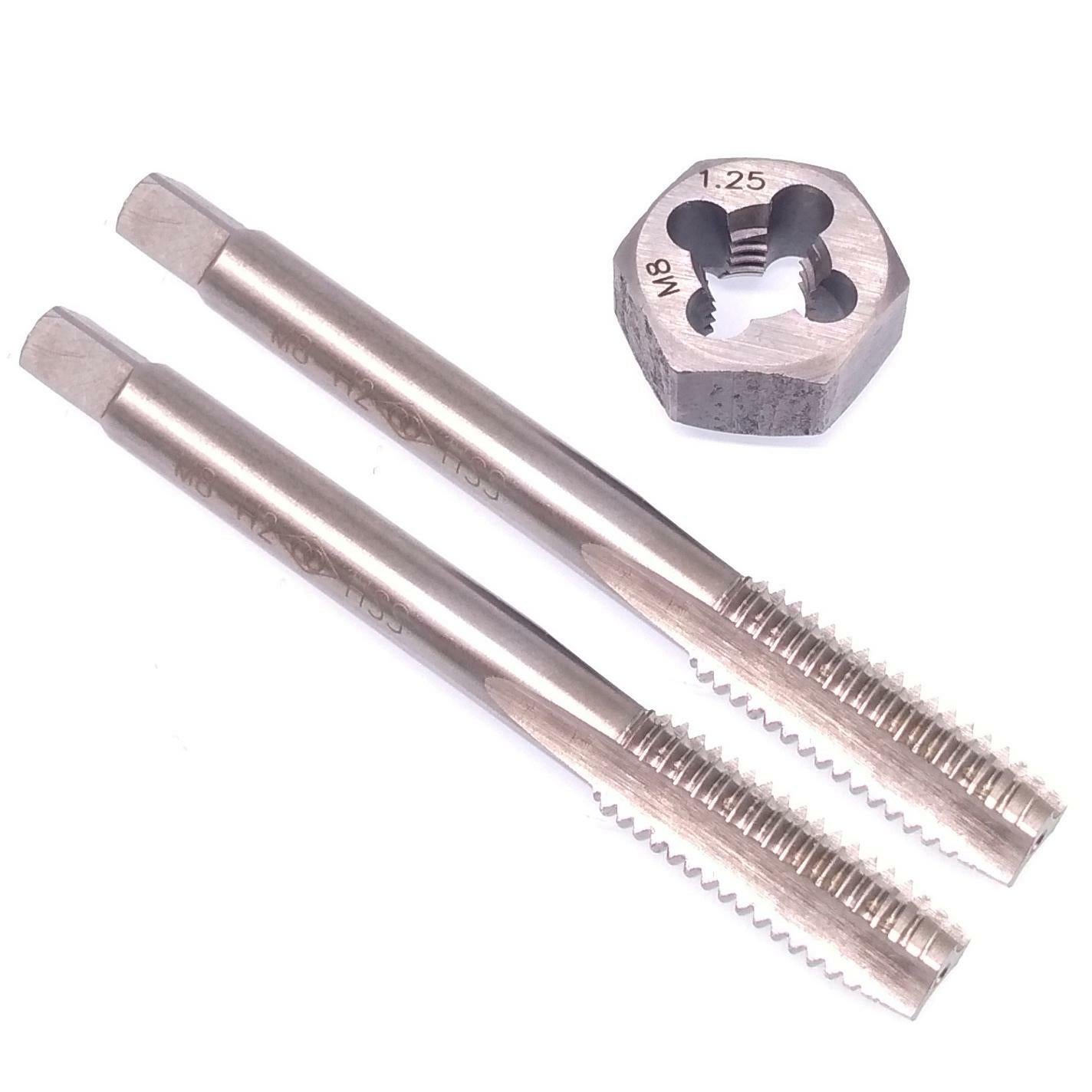 HSS M8 x 1.25mm Taper & Plug Tap & 8x1.25mm Hexagon Die Metric Thread Right Hand
