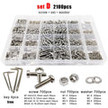 2100pcs M1.6-M3 304 Stainless Steel Torx Pan Round Head Screw Bolt Nut Set Kit