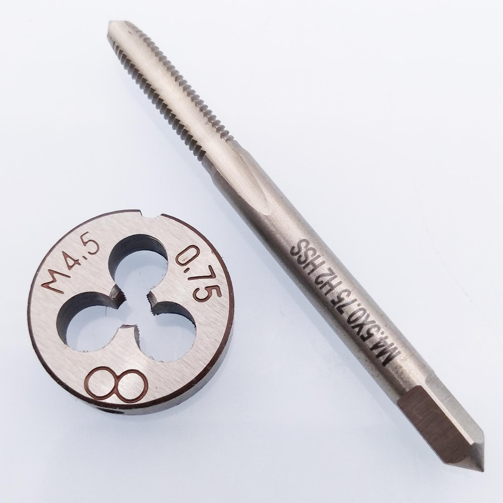 US Stock HSS M4.5 x 0.75mm Tap & M4.5 x 0.75mm Die Metric Thread Right Hand