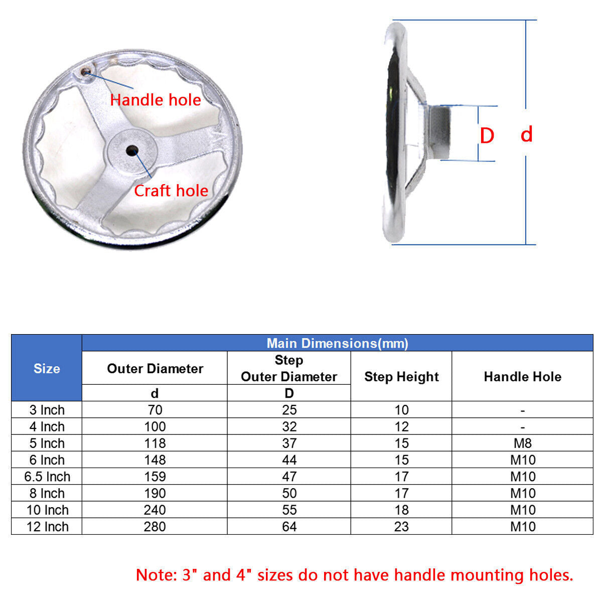 3 inch Handwheel 4-spoke Machinery Hand Wheels Chrome Plated
