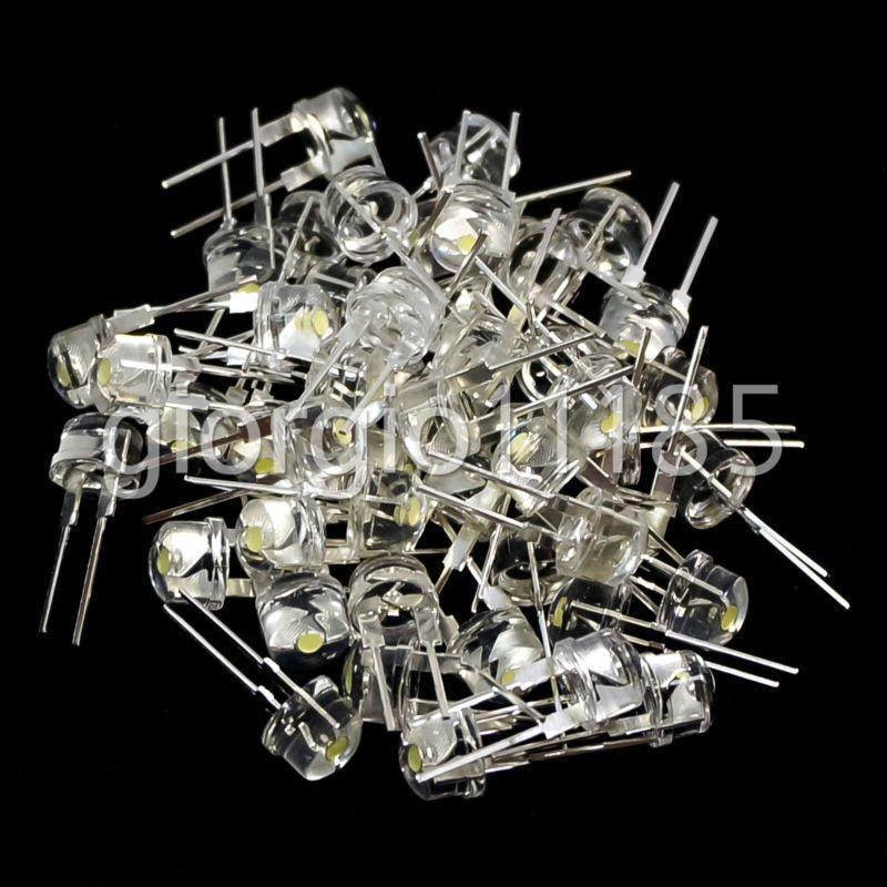 US Stock 50pcs New Straw Hat 8mm 0.5W White LED Light Emitting Diode