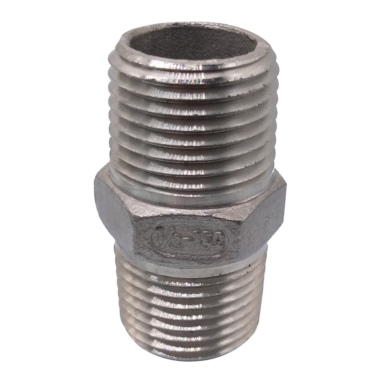 US Stock 2pcs 1/2" Male x 1/2" Male Hex Nipple 304 SS Threaded Pipe Fitting