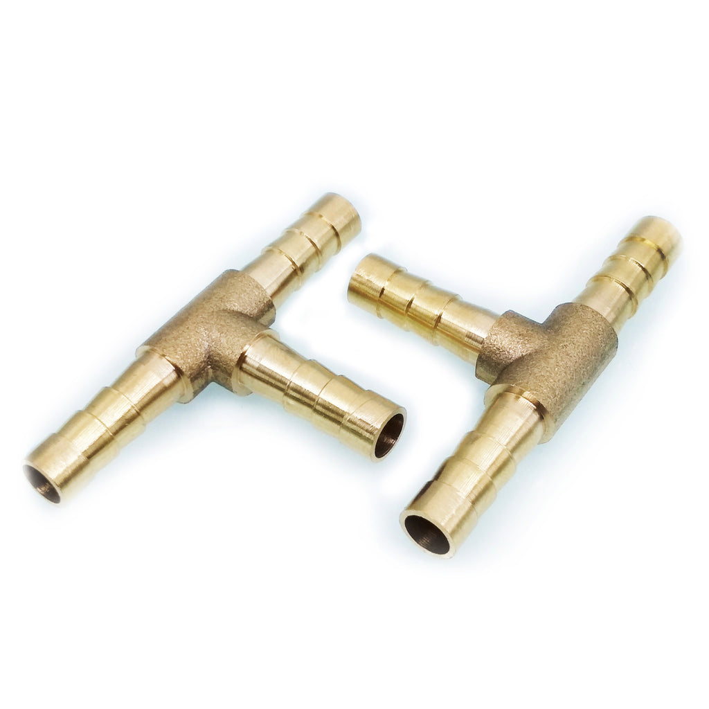 US Stock 6x Dia 6mm 3 Way T Shape Brass Hose Barb Pipe Connector Adapter Coupler
