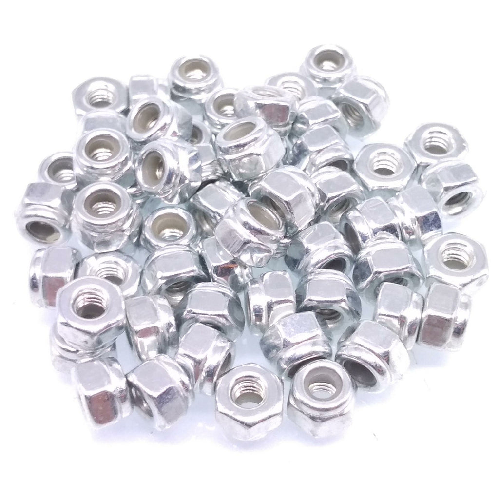 200x M2.5 x 0.45mm Self-Locking Nylon Insert Hex Nuts Zinc plated Carbon Steel