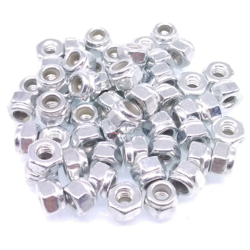 200x M2.5 x 0.45mm Self-Locking Nylon Insert Hex Nuts Zinc plated Carbon Steel