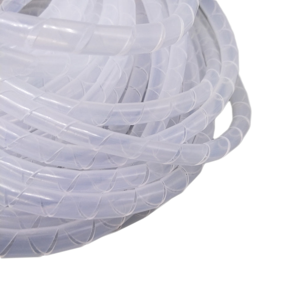 US Stock 15M 49.21ft Roll 6mm Spiral Wrapping Band Cable Management White ROHS