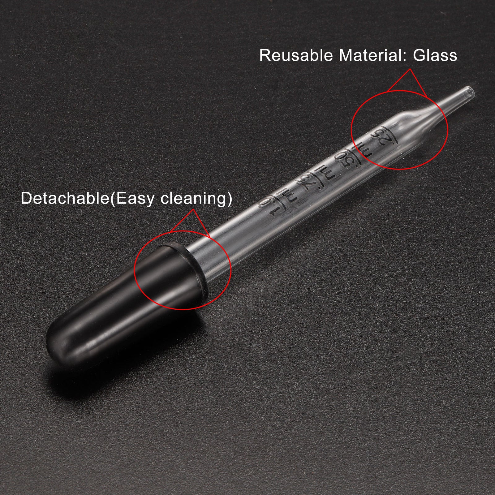 Eye Dropper, 1pcs 1ml Straight Tip Graduated Dropper with Bulb Tube, Clear