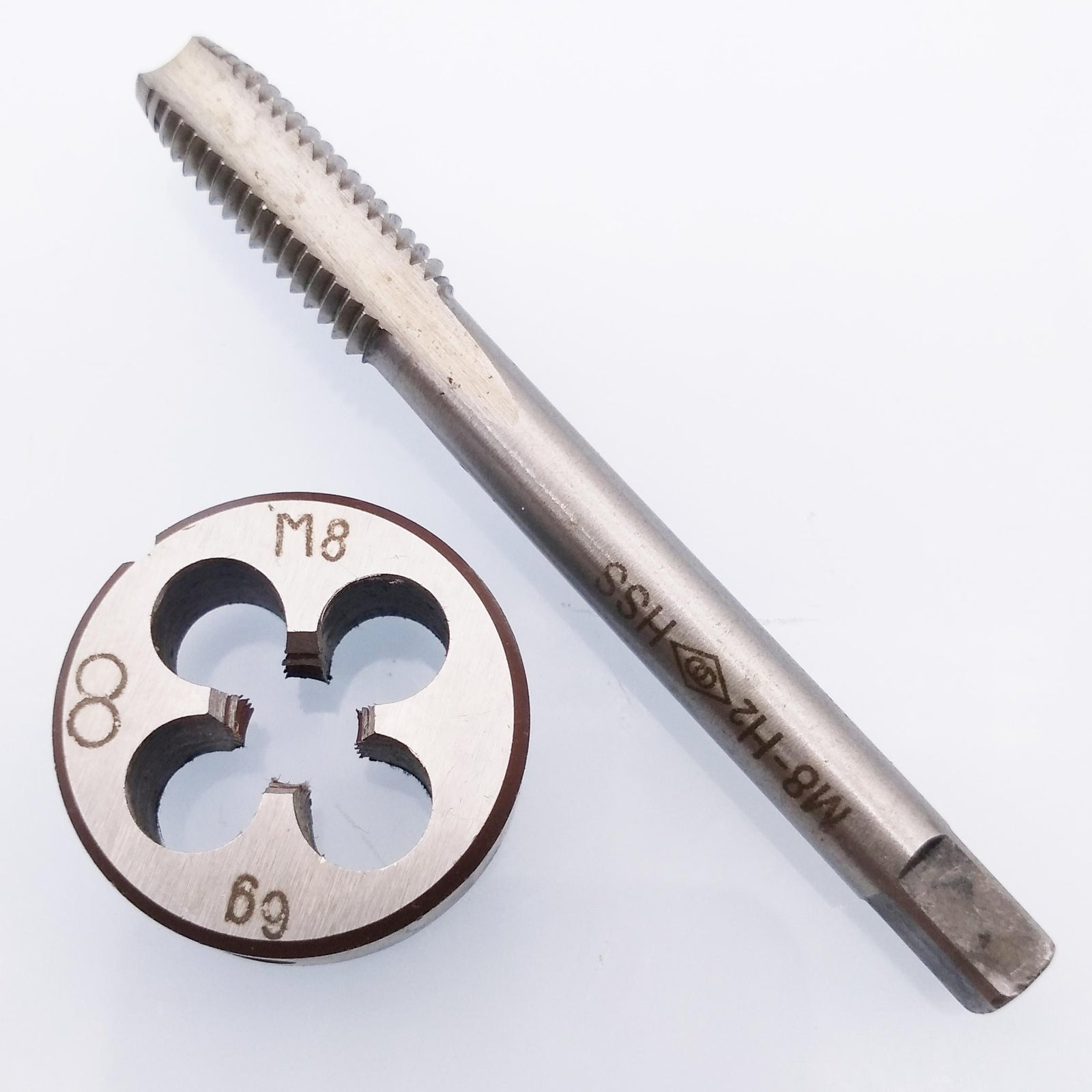 US Stock HSS M8 x 1.25mm Tap & M8 x 1.25mm Die Metric Thread Right Hand