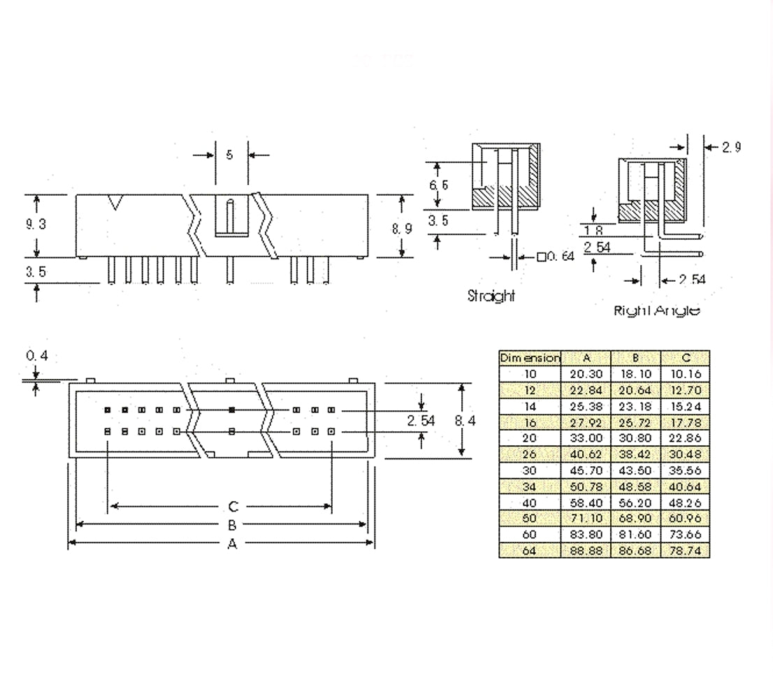 US Stock 10x 10Pin DC3 JTAG ISP Shrouded Male Box Header Socket Connector 2.54mm