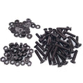 100pcs M5 x 30mm Flat Head Black Screws with Nuts Washers
