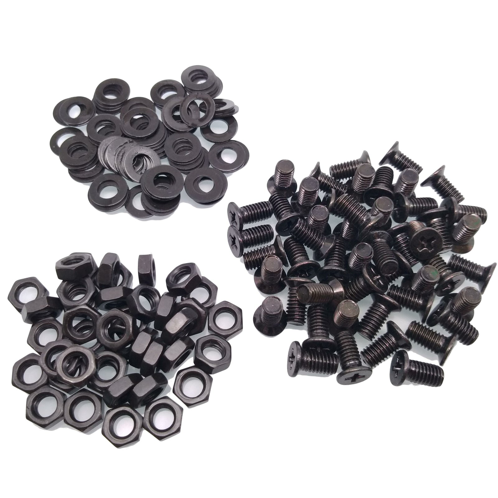 200pcs M5 x 12mm Flat Head Black Screws with Nuts Washers