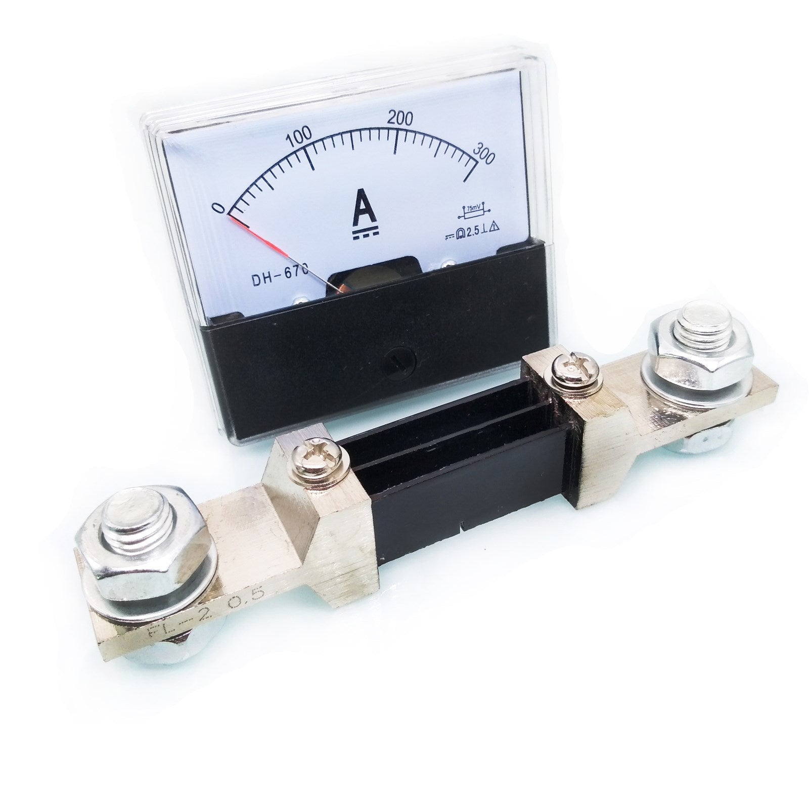 Analog Panel AMP Current Ammeter Meter Gauge DH-670 0-300A DC & Shunt