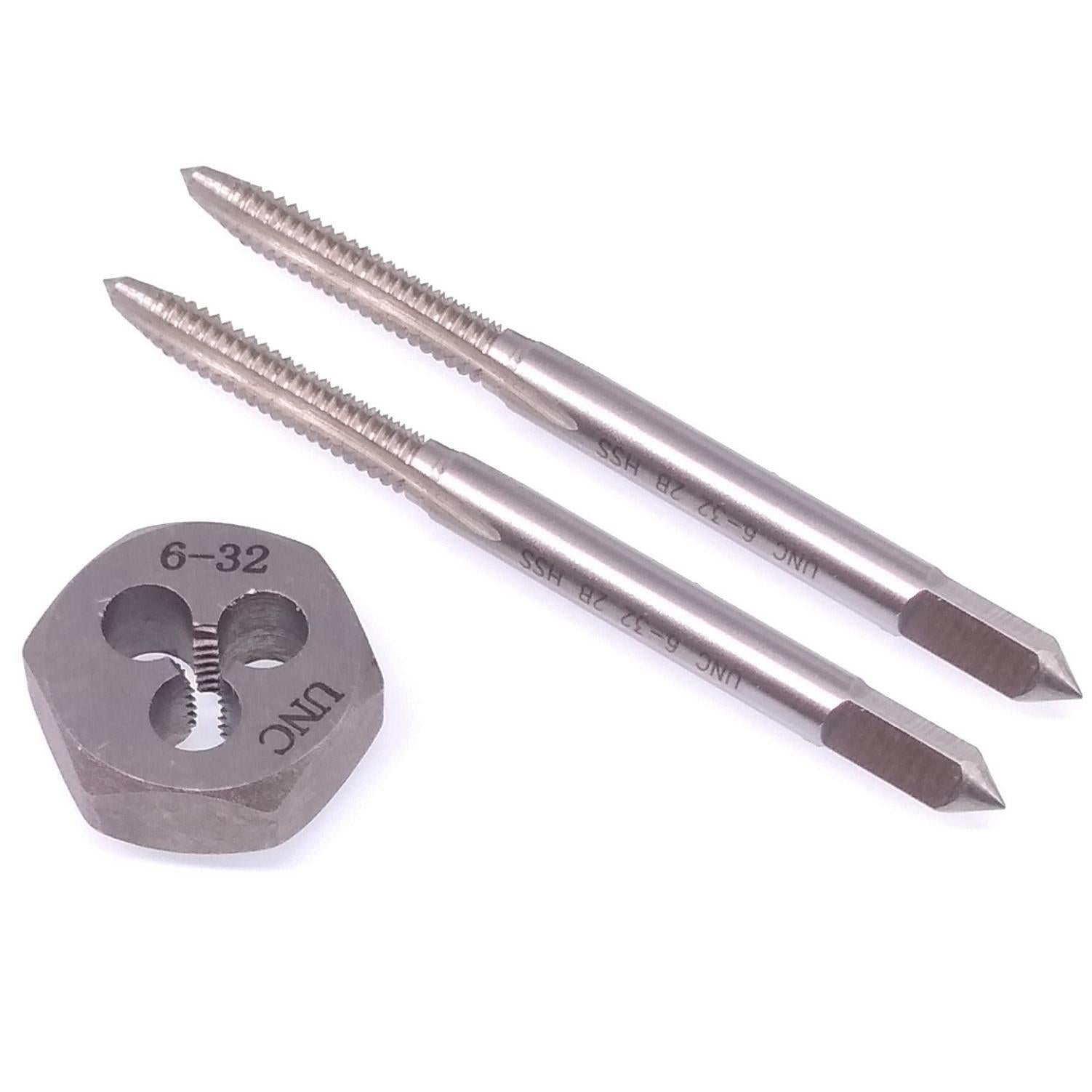 HSS 6-32 Taper & Plug Tap & 6-32 Hexagon Die Thread Right Hand Set