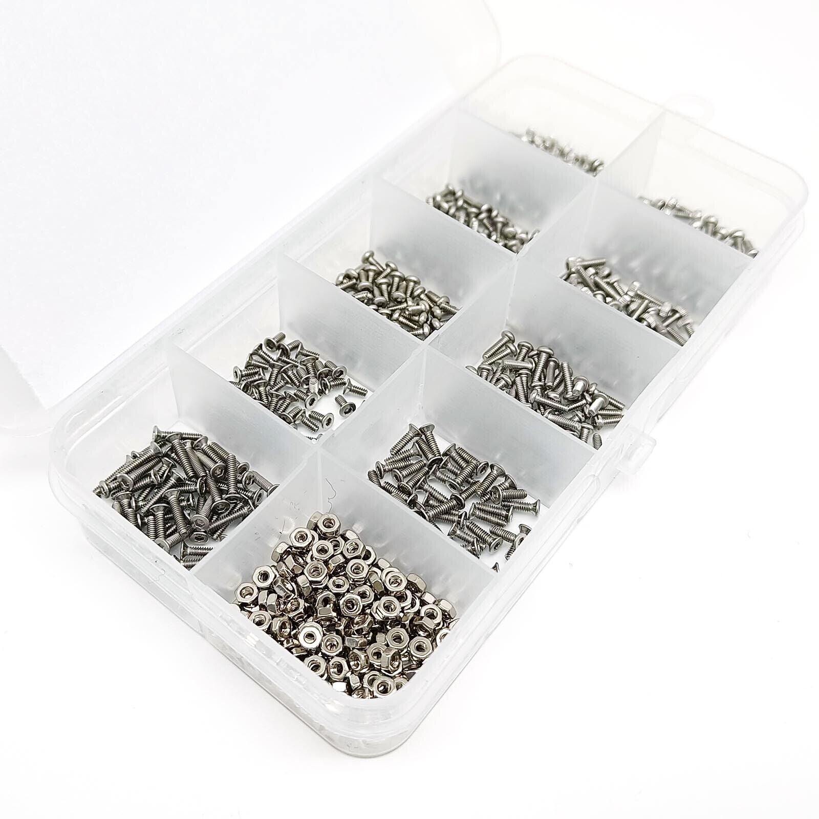 650pcs M1.6 Allen Hex Socket Head Cap Button Countersunk Screw Bolt Nut Kit #1