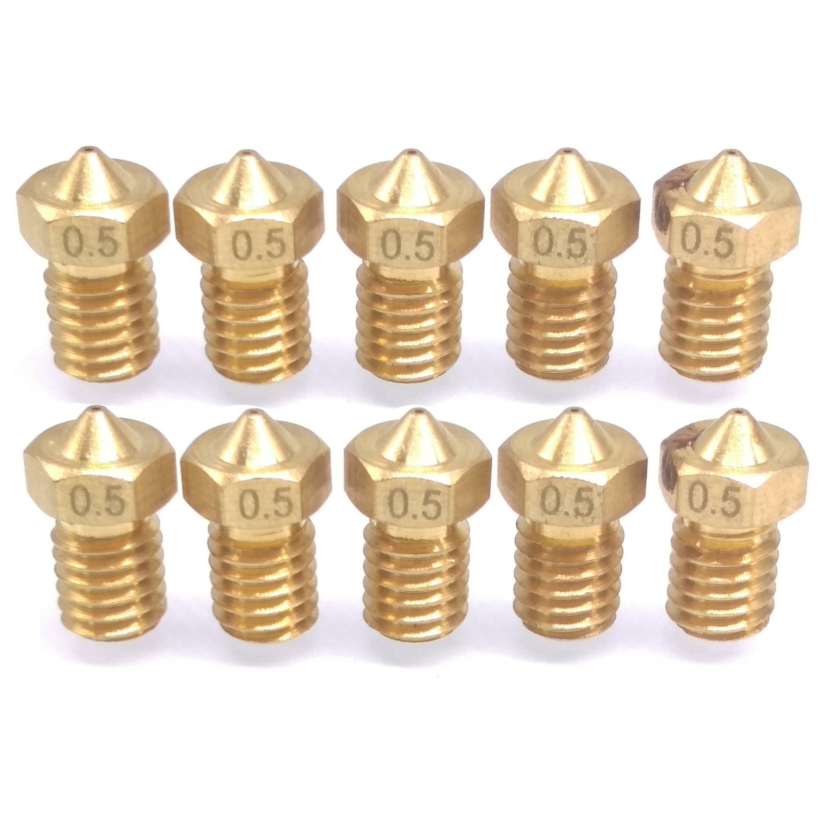 US Stock 10pcs 3D Printer Extruder Brass Nozzle 0.5mm M6 Thread 3mm For E3D