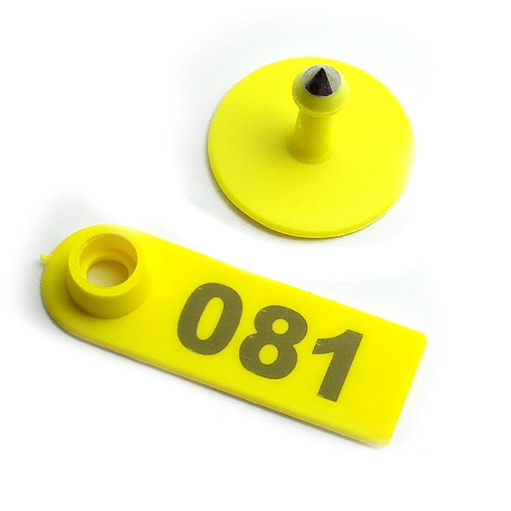 US Stock 100x Yellow 001-100 Number Plastic Livestock Ear Tag For Goat Sheep