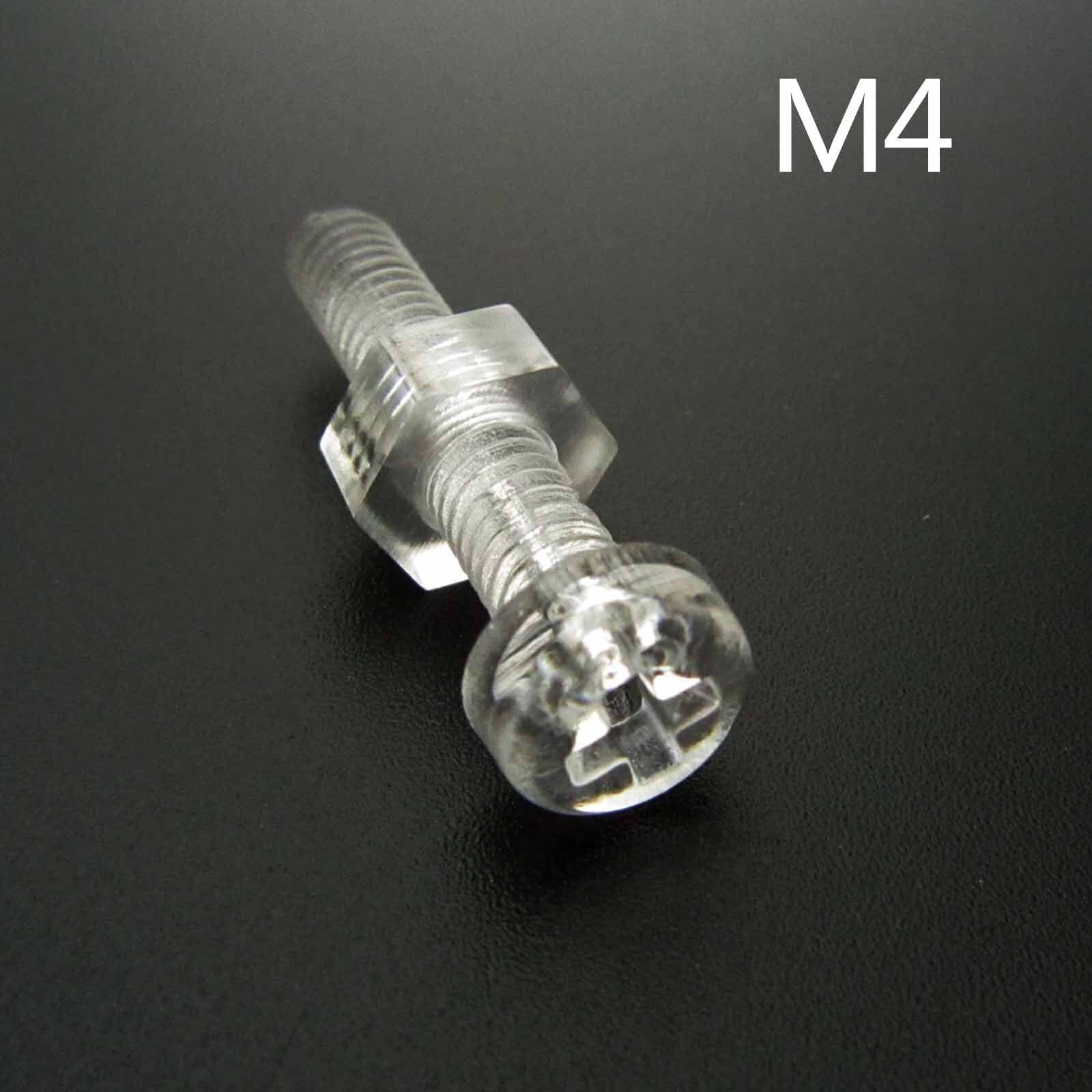 250pc Acrylic Clear Plastic M4 Round Pan Phillips Head Screw Bolt Nut Set Kit