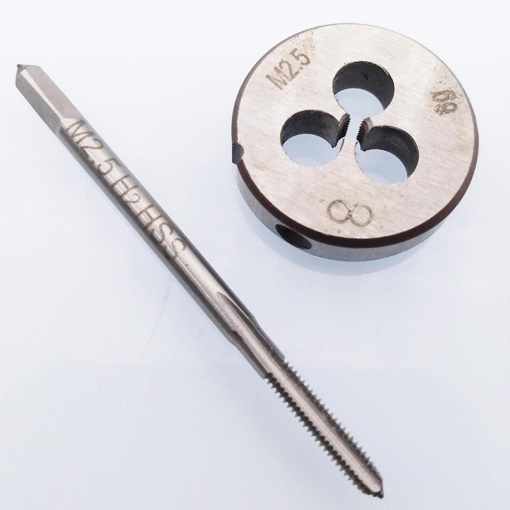 HSS M2.5 x 0.45mm Tap & M2.5 x 0.45mm Die Metric Thread Right Hand