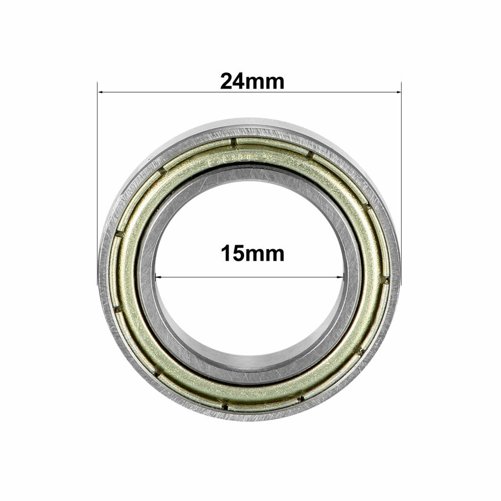 2Pcs Deep Groove Ball Bearing 6802ZZ Double Sealed 15mmx24mmx5mm Carbon Steel
