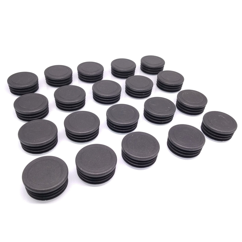 20pcs Round Plastic Black Blanking End Cap Caps Tube Pipe Inserts Plug Bung 42mm
