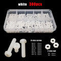 300pcs M2 M3 White Nylon Plastic Phillips Pan Round Head Screw Bolt Nut Set Kit