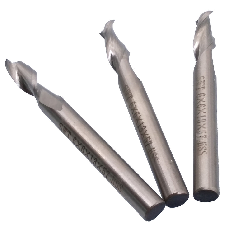 US Stock 3pcs 6mm Two 2 Flute HSS & Aluminium End Mill Cutter CNC Bit