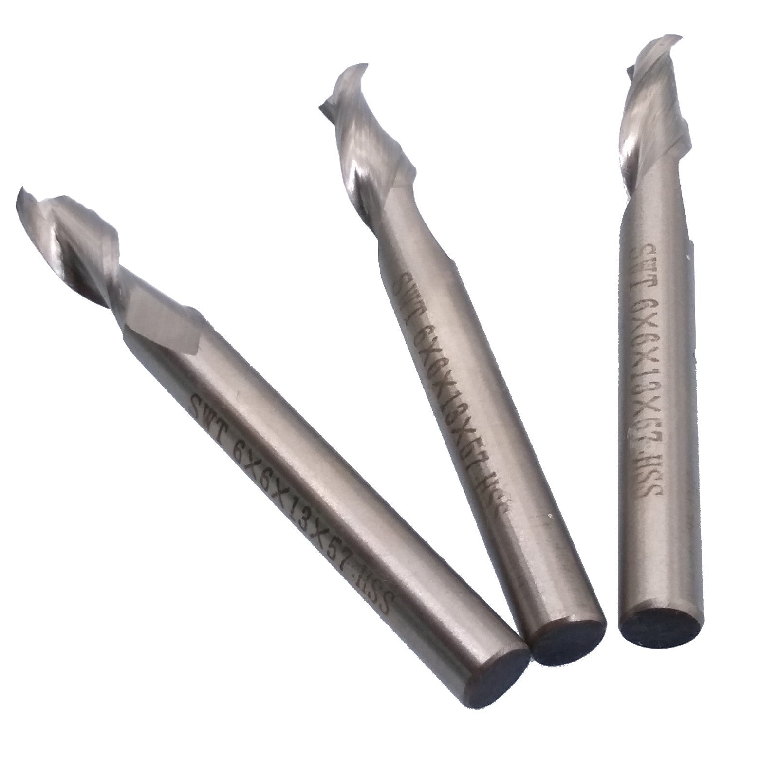 US Stock 3pcs 6mm Two 2 Flute HSS & Aluminium End Mill Cutter CNC Bit