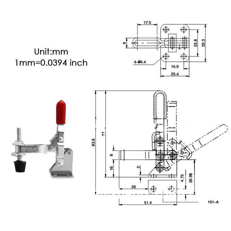 AU Stock 4pcs 101A 50Kg 110 Lbs Quick Holding Vertical Type Toggle Clamp