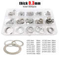600pcs M3-M20 0.3mm 304SS Ultra Thin Flat Washer Adjusting Shim Plain Gasket Kit