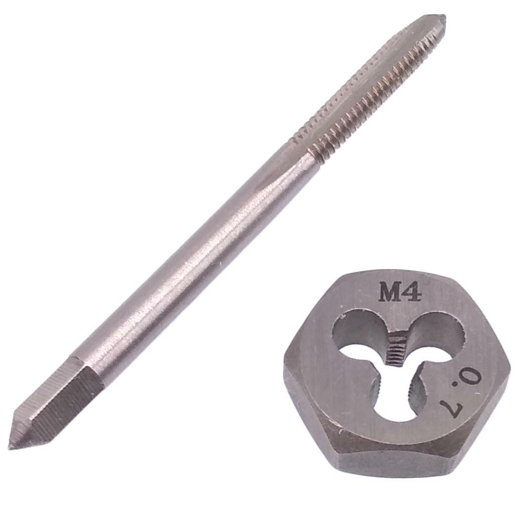 US Stock HSS M4 x 0.7mm Tap & 4 x 0.7mm Hexagon Die Metric Thread Right Hand Set