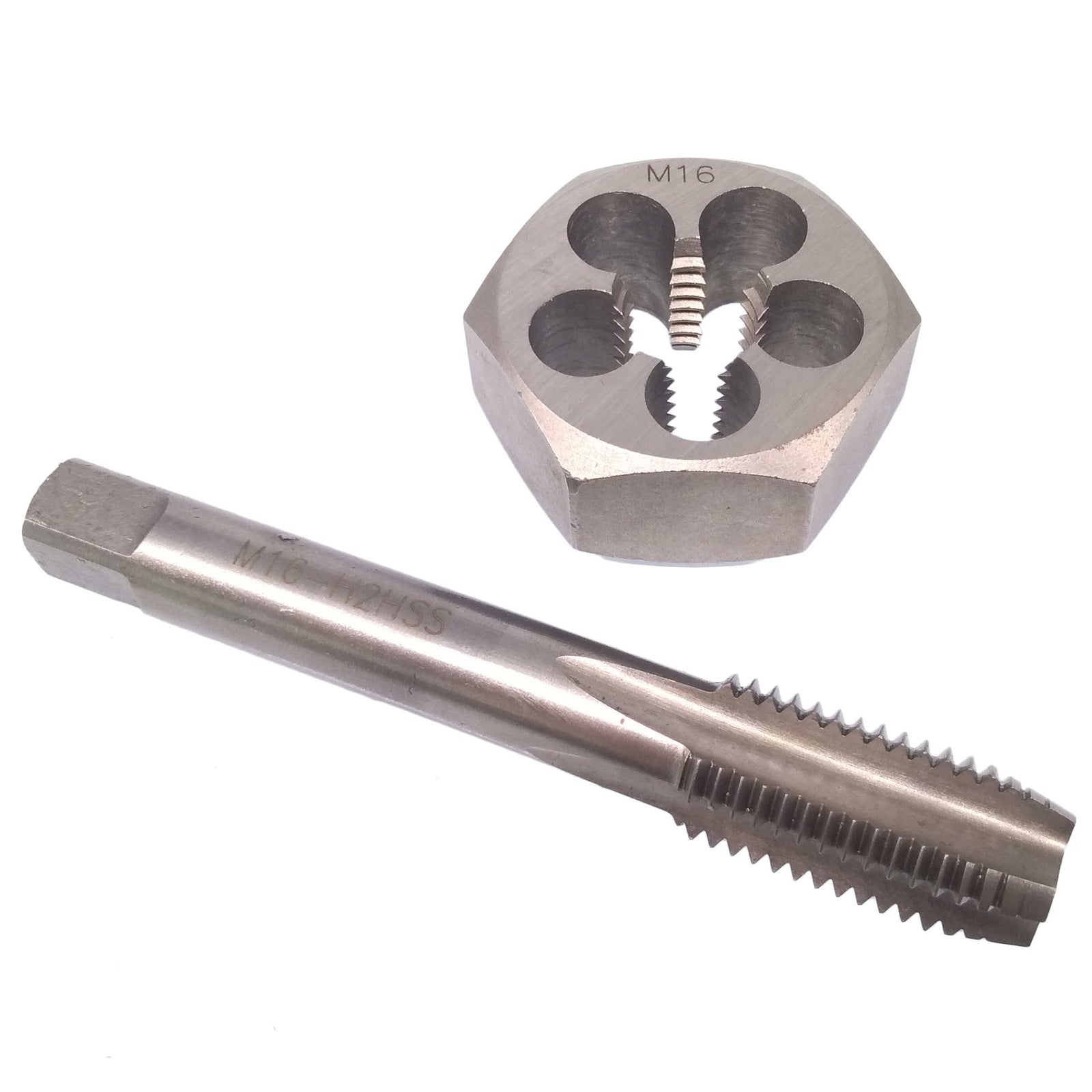 US Stock HSS M16 x 2mm Tap & M16 x 2mm Hexagon Die Metric Thread Right Hand Set