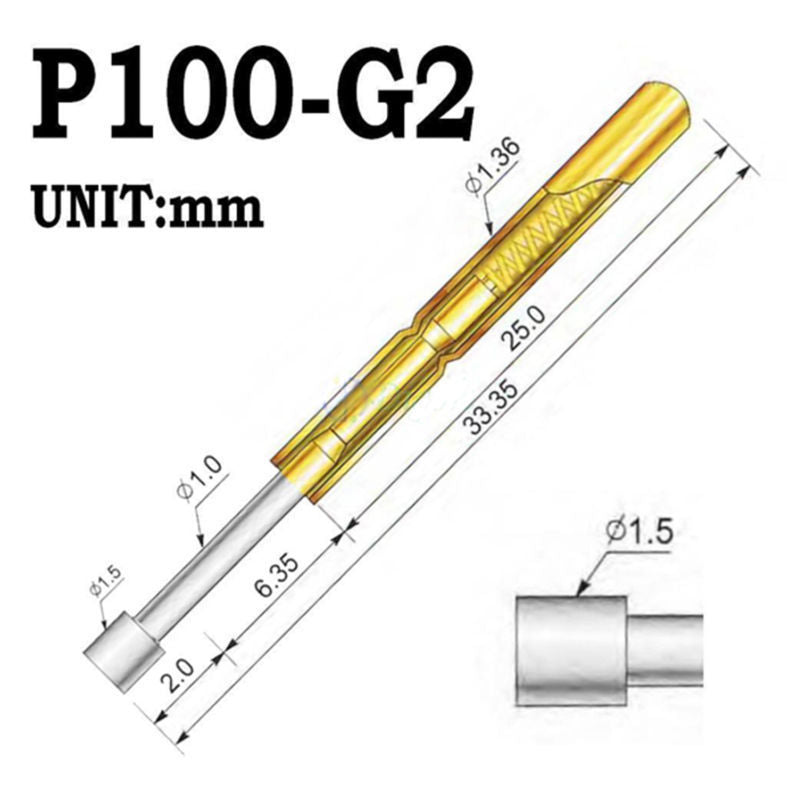 US Stock 50pcs P100-G2 Dia 1.36mm 180g Spring Test Probe Pogo Pin