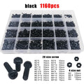 1160x  M2M2.5M3M4 Black Nylon Plastic Phillips Pan Round Head Screw Bolt Nut Set