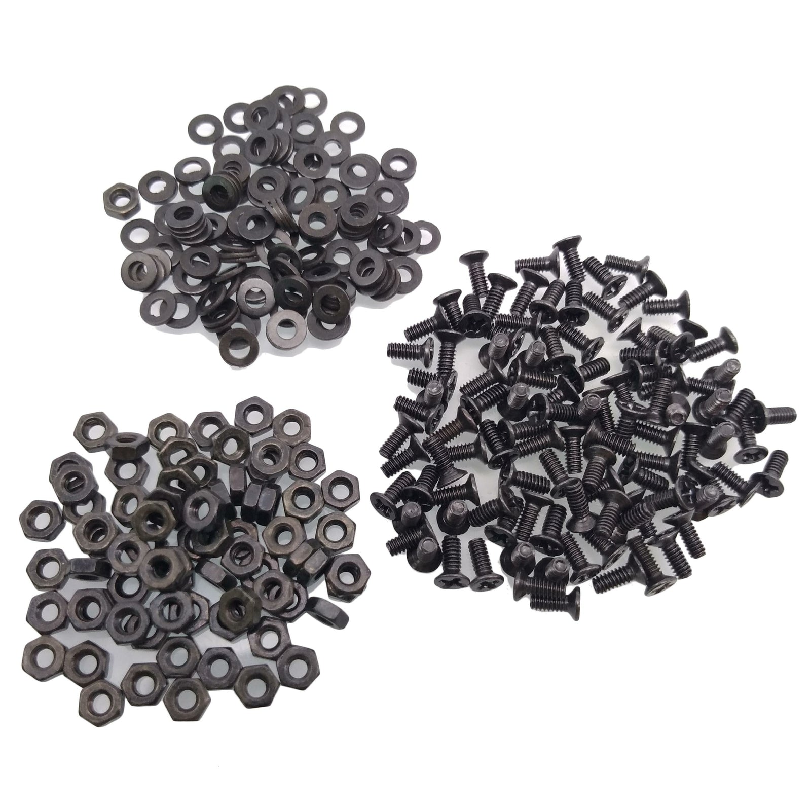 500pcs M2 x 6mm Flat Head Black Screws with Nuts Washers
