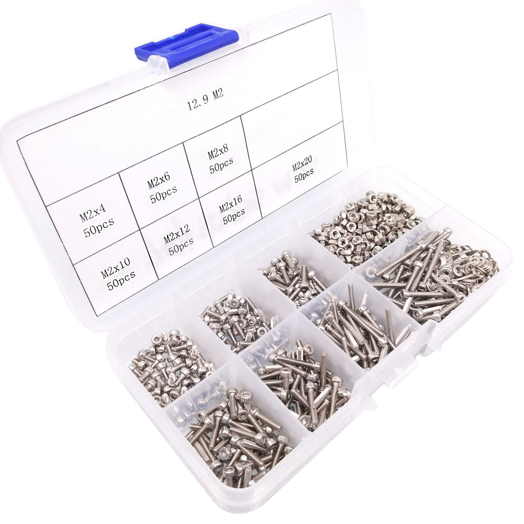 350x M2 Socket Head Cap Screws SS Steel Allen Socket Nuts Washers Assortment Kit
