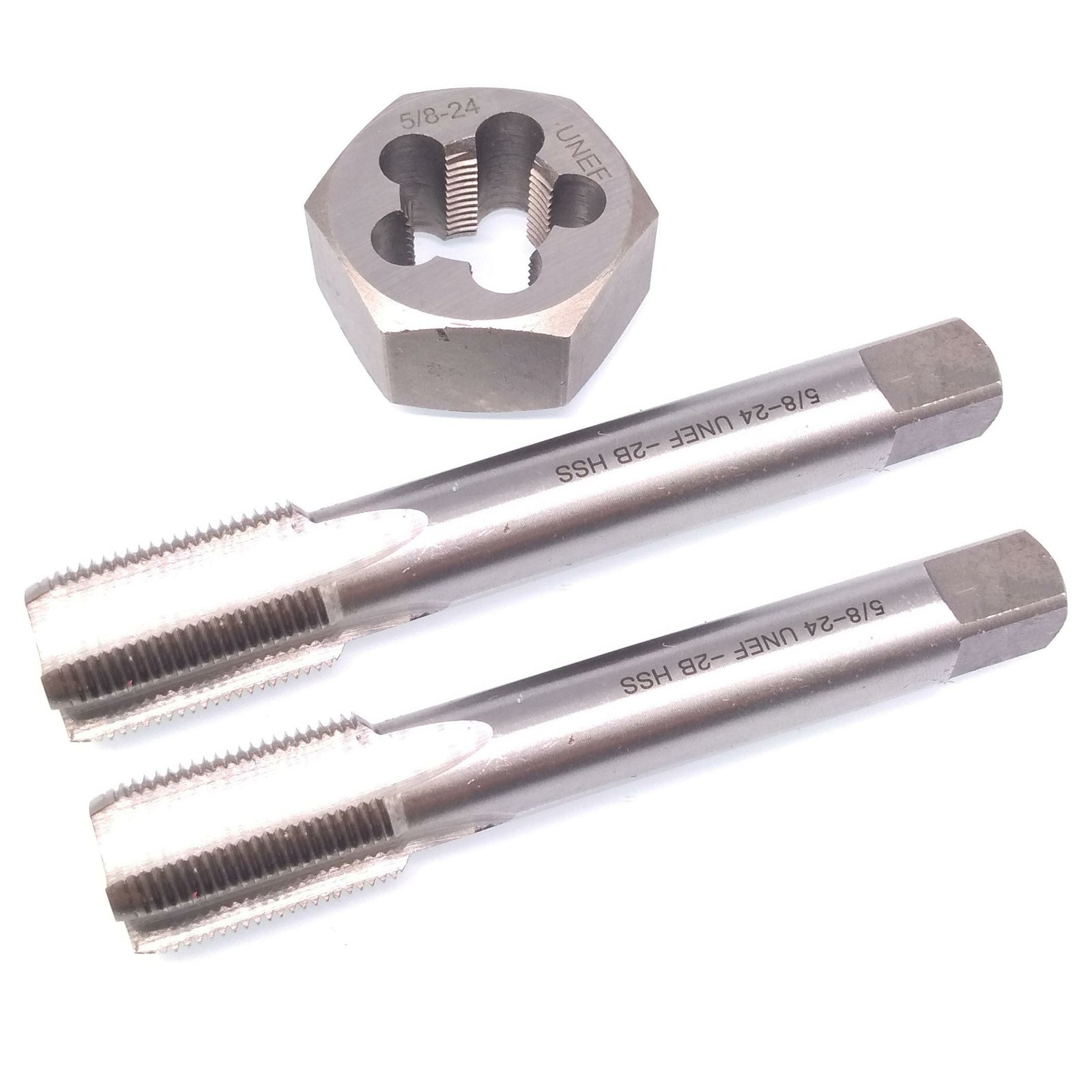 HSS 5/8-24 Taper & Plug Tap & 5/8-24 Hexagon Die Thread Right Hand Set