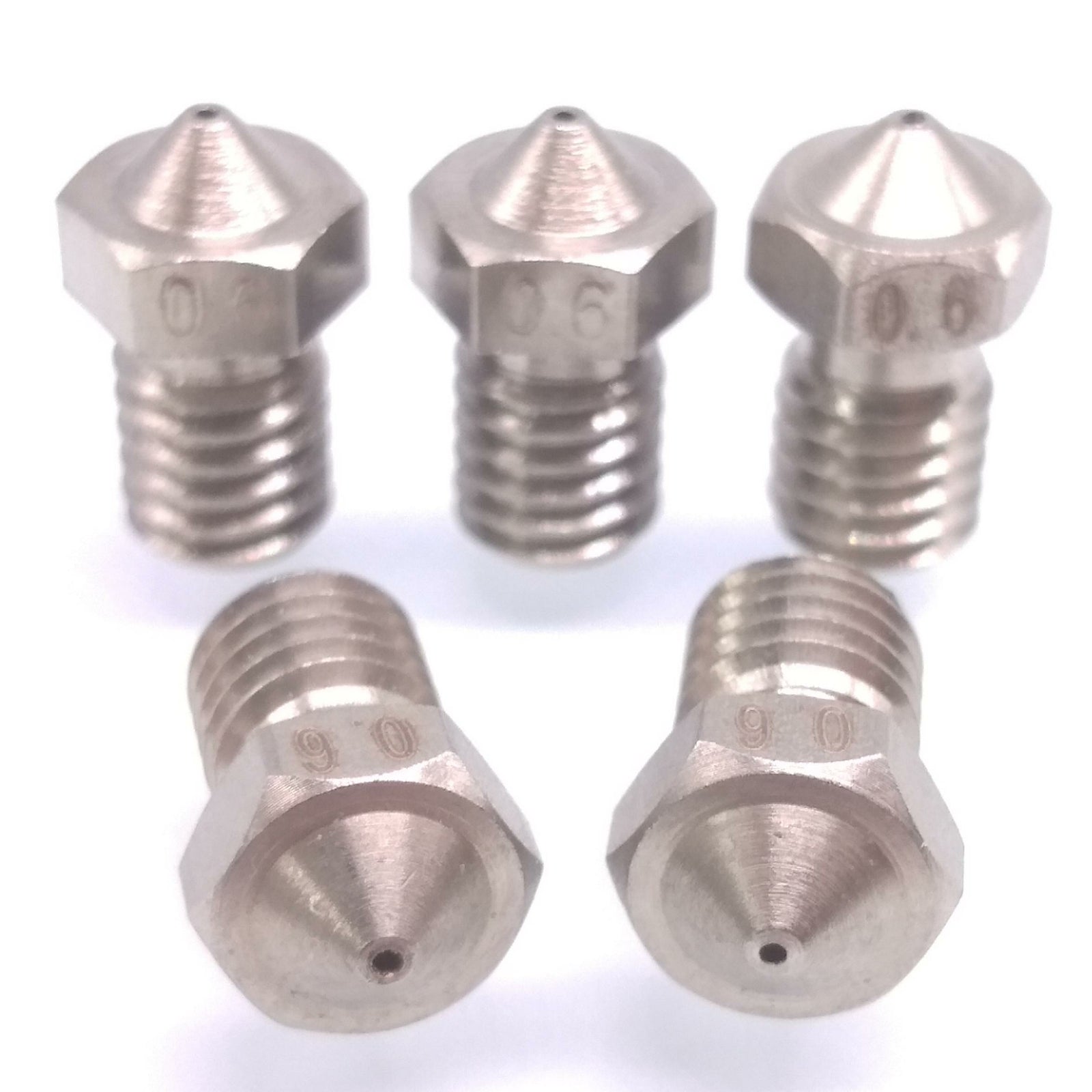 5pcs 3D Printer Extruder Stainless Steel Nozzle 0.6mm M6 Thread 1.75mm For E3D