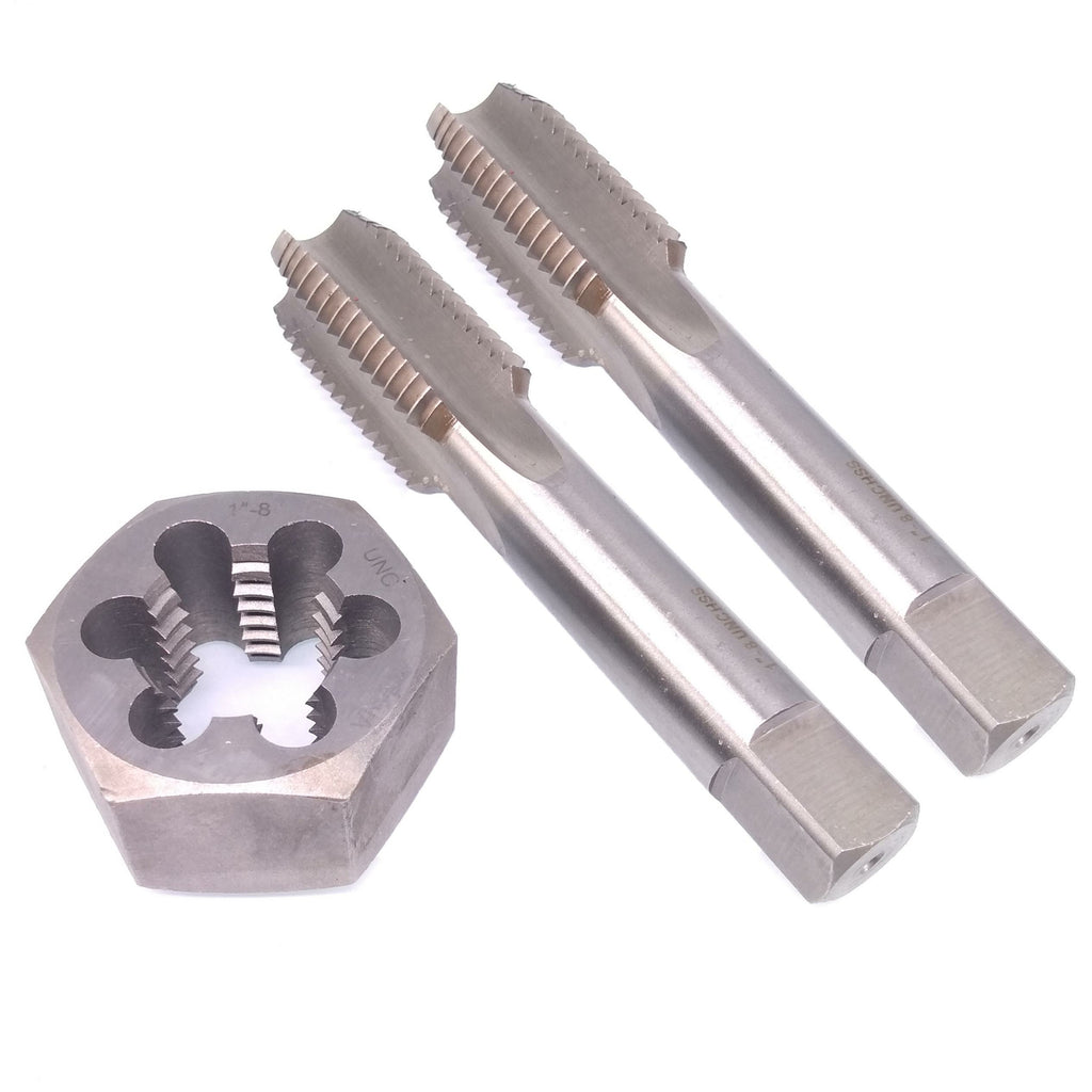 HSS 1"-8 Taper & Plug Tap & 1"-8 Hexagon Die Thread Right Hand Set