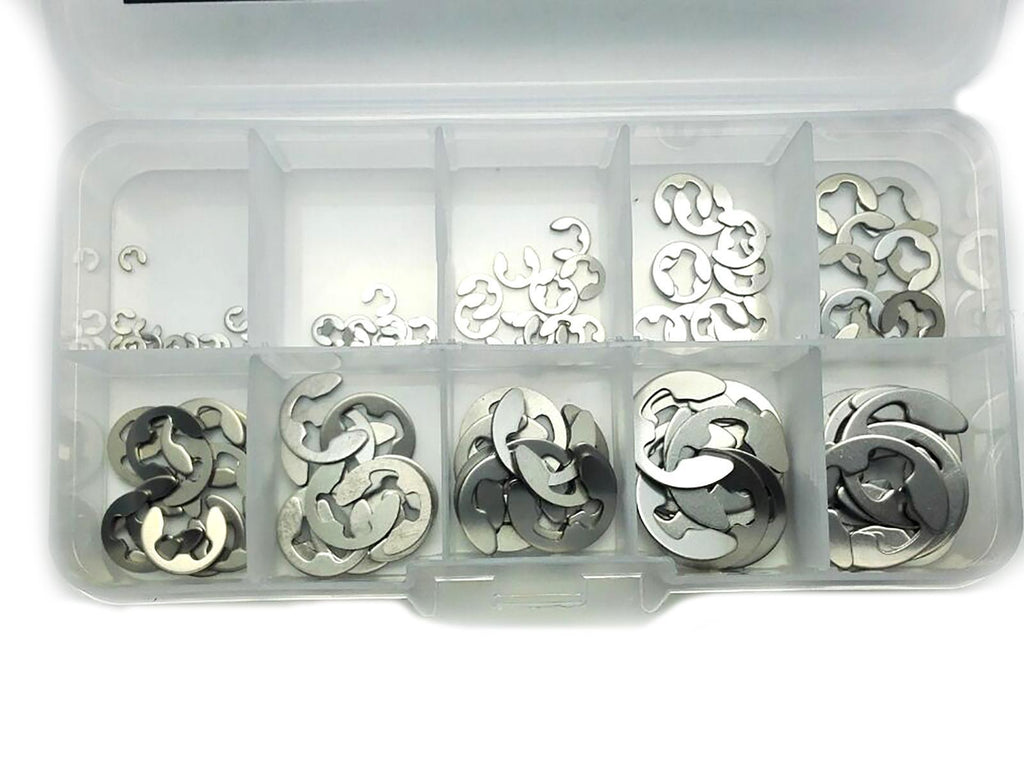 US Stock 120pcs Stainless Steel E-Clip Retaining Circlip Kit 1.5mm to 10mm