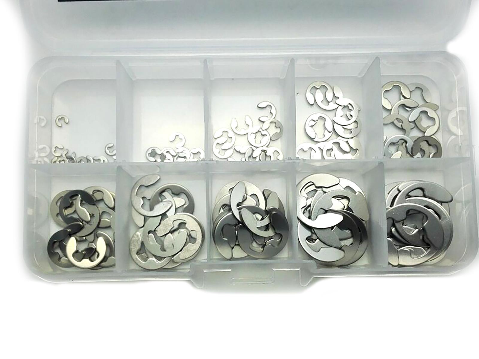 US Stock 120pcs Stainless Steel E-Clip Retaining Circlip Kit 1.5mm to 10mm